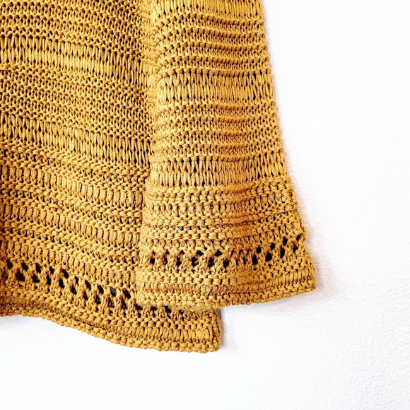 Anthropologie Moth chunky open knit crocheted sweater yellow boho NEW Size M - Picture 4 of 8